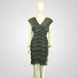 Chic '90s Vintage Adrianna Papell Layered Cocktail Dress - Dark Olive